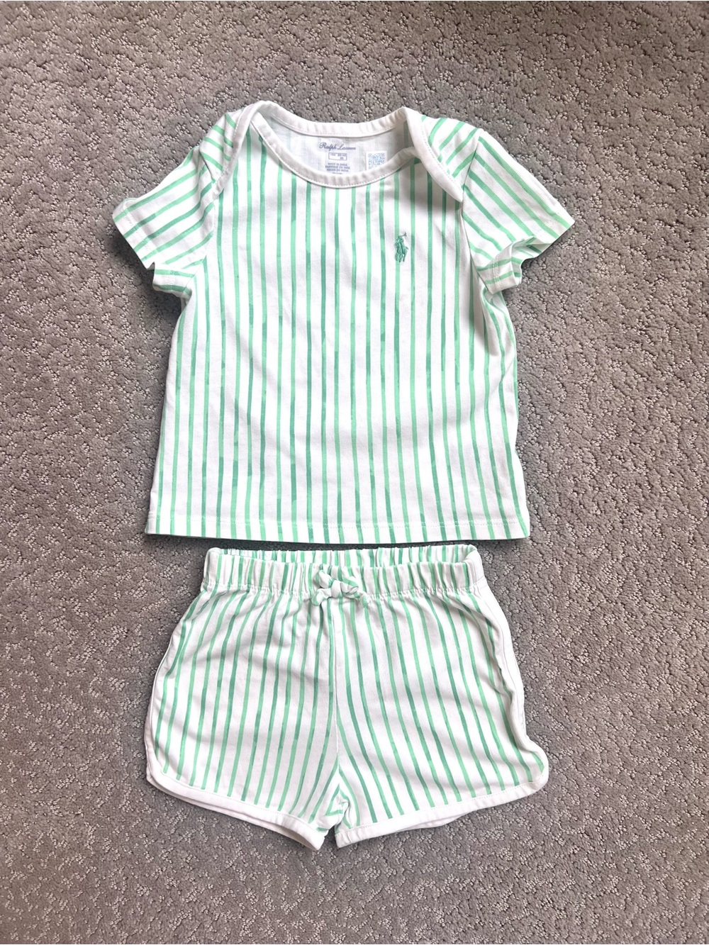 Polo Ralph Lauren Baby Boys Striped Jersey Tee & Short Set Size 18 Months - Picture 2 of 5